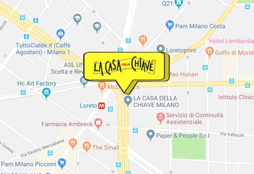 Mappa de La Casa della Chiave, duplicazione chiavi a Milano