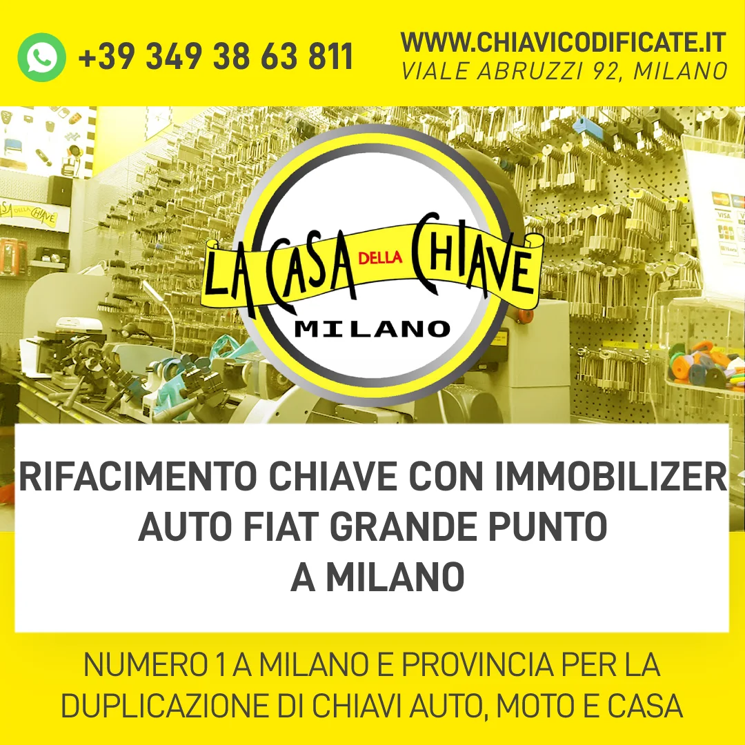 RIFACIMENTO CHIAVE CON IMMOBILIZER AUTO FIAT GRANDE PUNTO A MILANO